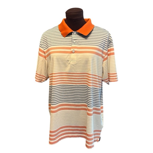 Aristo Pullover Striped Short Sleeve Polo Collared Shirt, Mens size Medium - Picture 1 of 9